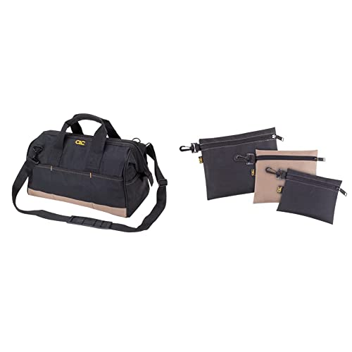 CLC Custom Leathercraft BigMouth Bag (1165) and Multi-Purpose Clip-on Zippered Poly Bags (1100), 3 Pack Bundle