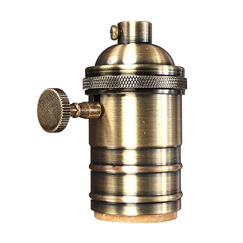 Retro Lamp Holder Edison Antique Aluminum Pendant Lamp Holder with Rotary Switch for E26/E27 Lighting Appliances DIY (Green Bronze)