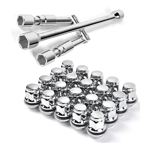 MIKKUPPA M12x1.5 Lug Nuts - 20pcs One-Piece Chrome OEM Factory Style Mag Seat Lug Nuts - Replacement for Toyota Lexus Scion Pontiac Factory Wheels