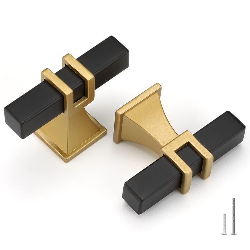 Goldenwarm 10 Pack Black and Gold Cabinet Knobs Zinc Alloy Matte Black and Gold Cabinet Knobs Dresser Drawer Hardware Kitchen Drawer Hardware Single Hole Black & Matte Gold