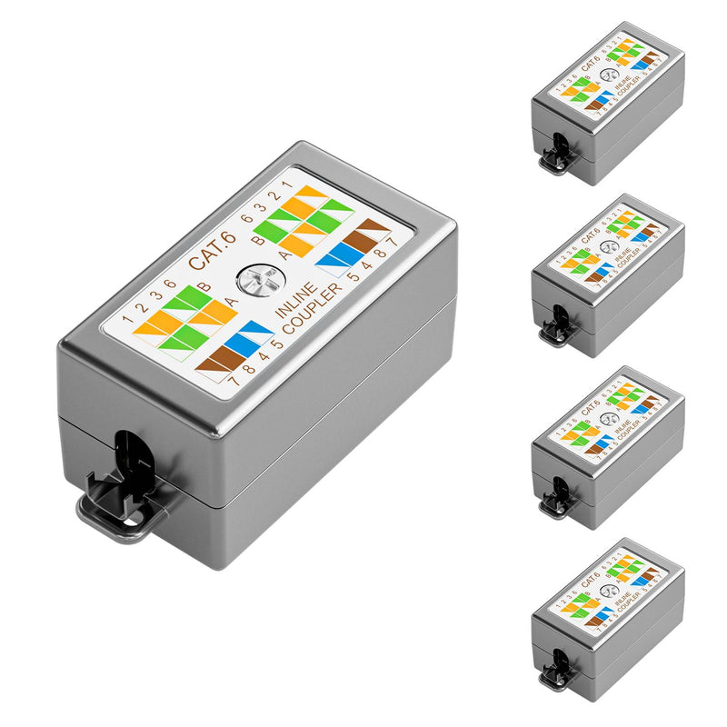 iwillink 5-Pack 10Gbps Shielded Ethernet Junction Box,Cat6 Junction Box, Punch Down Type Black-STP