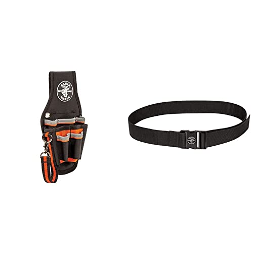 Klein Tools Electrician Tool Pouch Bundle with Belt Small Pouch Tool Pouch + Web Belt