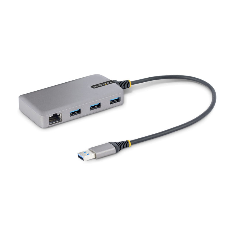 StarTech.com 3-Port USB Hub with Ethernet - 3X USB-A Ports - Gigabit Ethernet (RJ-45) - USB 3.0 5Gbps - Bus-Powered - 1ft/30cm Long Cable - Portable Laptop USB Hub Adapter w/GbE (5G3AGBB-USB-A-HUB)