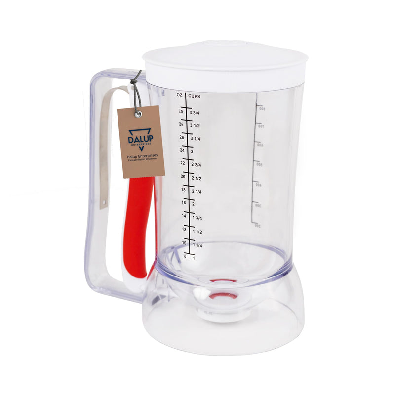 Kid Friendly Mess Free Pancake Cupcake Batter Dispenser Squeeze Handle for Precise Portion Control, Great for Waffles, Crepes | 4 Cup Capacity (White) White