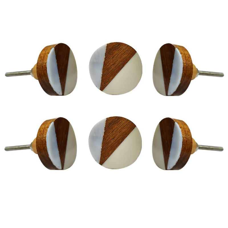 Perilla Home Set of 6 Wooden Knobs Decorative Knobs for Home Kitchen Cabinet Hardware Cupboard Door Dresser Wardrobe and Drawer Pulls (Off White) Off White
