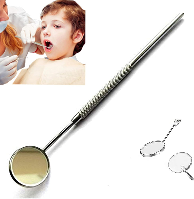 Dental Mouth Mirror Mouth Tooth Mirror Inspection Mirror Curve Angle Dentist Oral Care Mouth Control Extension Tool Also Suitable for Eyelash Extensions (Silver) Silver