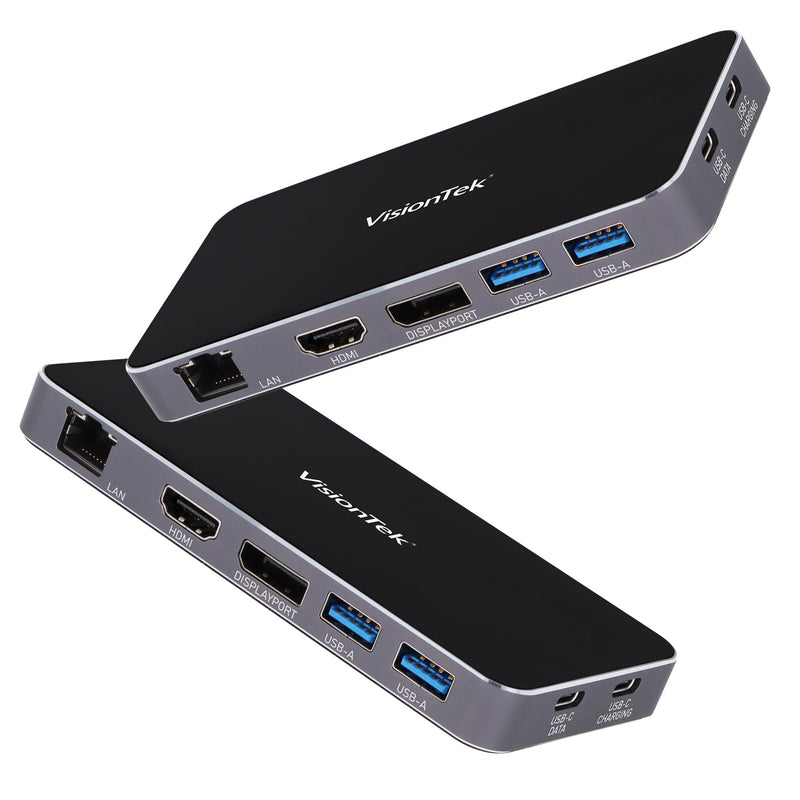 VisionTek VT350 Portable USB-C Dual Monitor Hub - 1x DP, 1x HDMI, 2X USB-A, 1x Ethernet, 1x USB-C for Windows/MacOS/ChromeOS/iOS