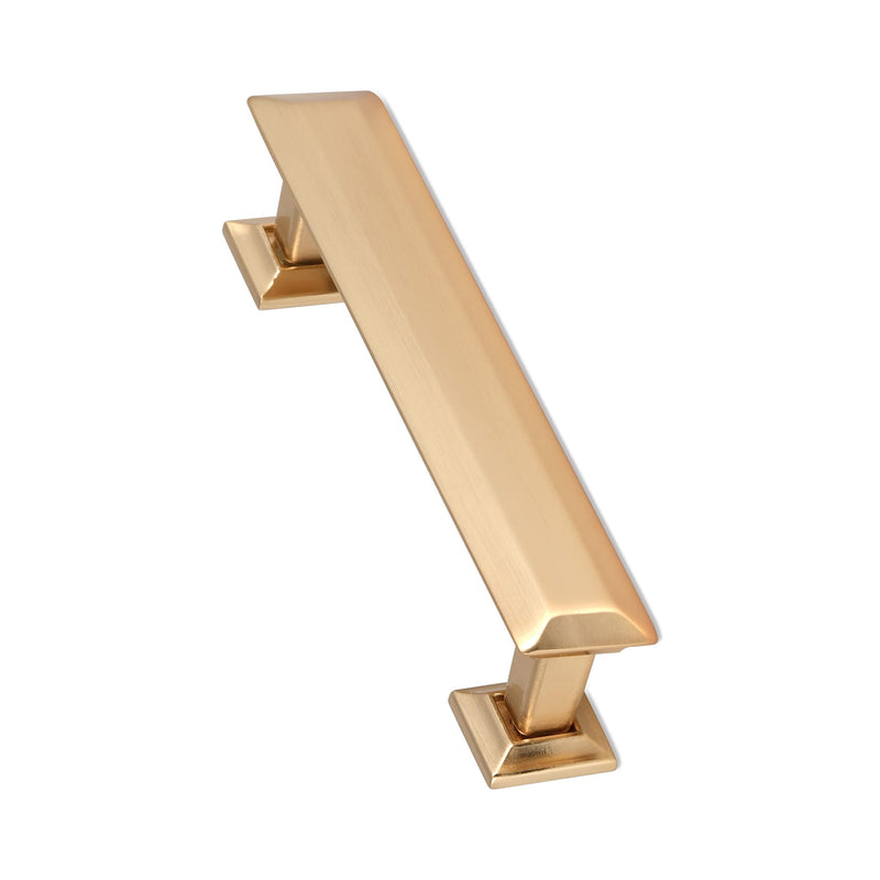 Southern Hills 5pc Gold Pulls for Cabinets - 4" Screw Spaced Handles for Cabinets and Drawers - Kitchen, Dresser Drawer Handles - Brushed Gold Cabinet Pulls
