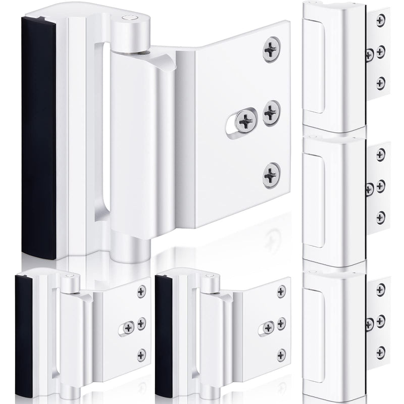 6 Pack Home Security Door Lock Reinforcement with 48 Pcs Screws Child Proof Door Locks for Inside Upgrade Lock to Defend Your Home(White) White