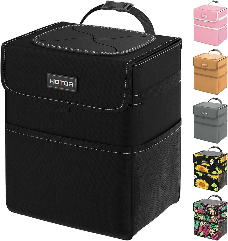 HOTOR Car Trash Can - Leak-Proof Car Organizer and Storage Bag for The Back/Front/Console of Any Cars,Sedans, SUVs & Trucks Easy-to-Install Car Accessory Interior Black 2 Gallons