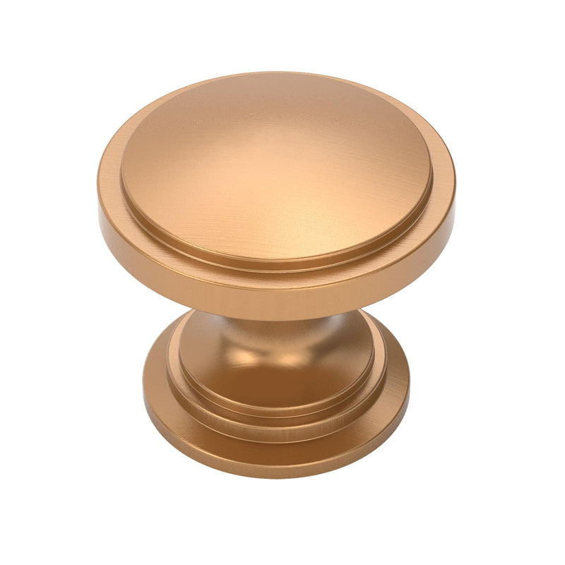 Alzassbg Champagne Bronze Round Cabinet Knobs 10 Pack, AL6014TGP | Single Hole Knob, 1.1 Inch Diameter, Solid Metal Build, for Cabinets and Drawers