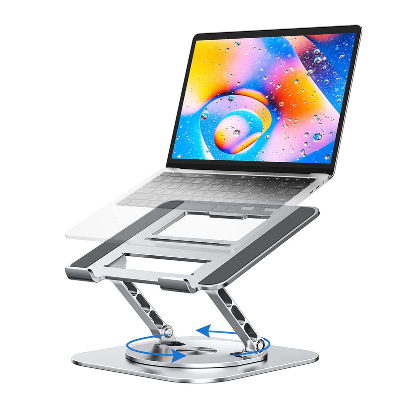 MCHOSE Laptop Stand with 360° Rotating Base, Foldable Adjustable Computer Holder, Ergonomic Design Compatible with MacBook Air Pro, Dell XPS, HP, Lenovo More 10-17" (A-Silver) A-Silver