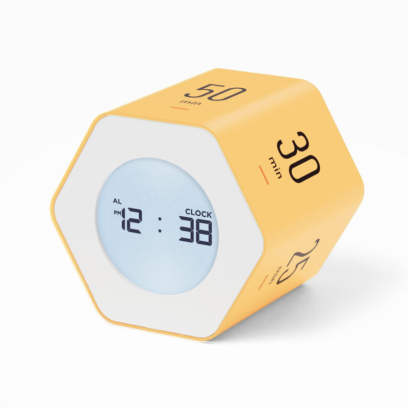 Mooas Multi-Hexagon Clock Cube, Digital Clock, Pomodoro Timer with Backlight 12/24H Count up & Countdown, Flip Timer, Various Time Presets - Ideal for Classroom, Gym, Office (Yellow) Yellow