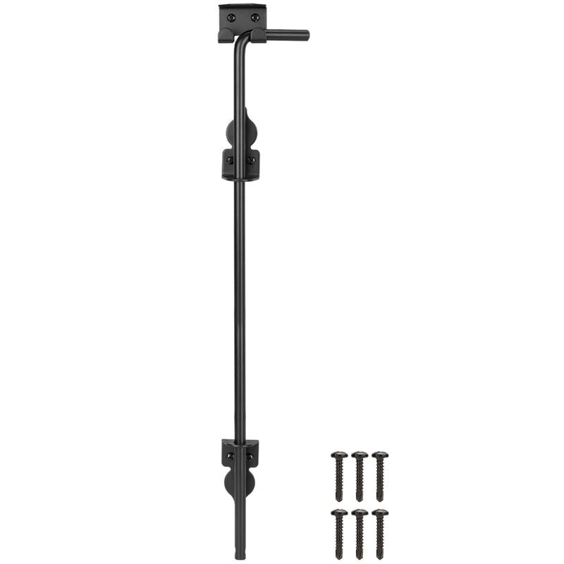 24 Inch Cane Bolt Gate Drop Rod Heavy Duty Gate Hardware, Gate Ground Latch for Wooden Fences, Metal Gates Doors Stopper for Gate Ground, Wrought Iron Gate Latches, Black Finish(1 Pack) 1 24 Inch