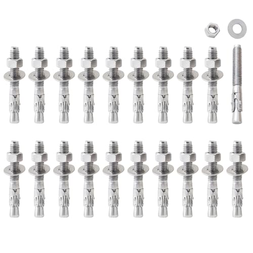 LIONMAX Stainless Steel Concrete Anchors, 3/8" x 3" Wedge Anchors, 20Pcs 3/8" x 3" 20