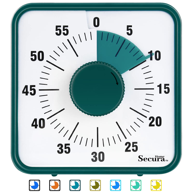 60-Minute Visual Timer, 7.5 Inch Oversize Countdown Timer Clock for Kids and Adults, Durable Mechanical Time Management Tool with Magnetic Backing （Dark Green） Dark Green Regular