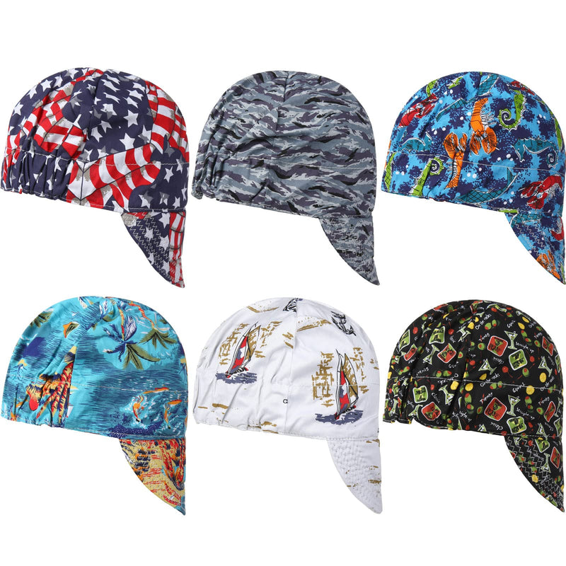 Macarrie 6 Pcs Welding Hat for Men Electric Mesh Inside Welding Cap Flame Resistant Cotton Hat Electrician Gas Station Most Helmet