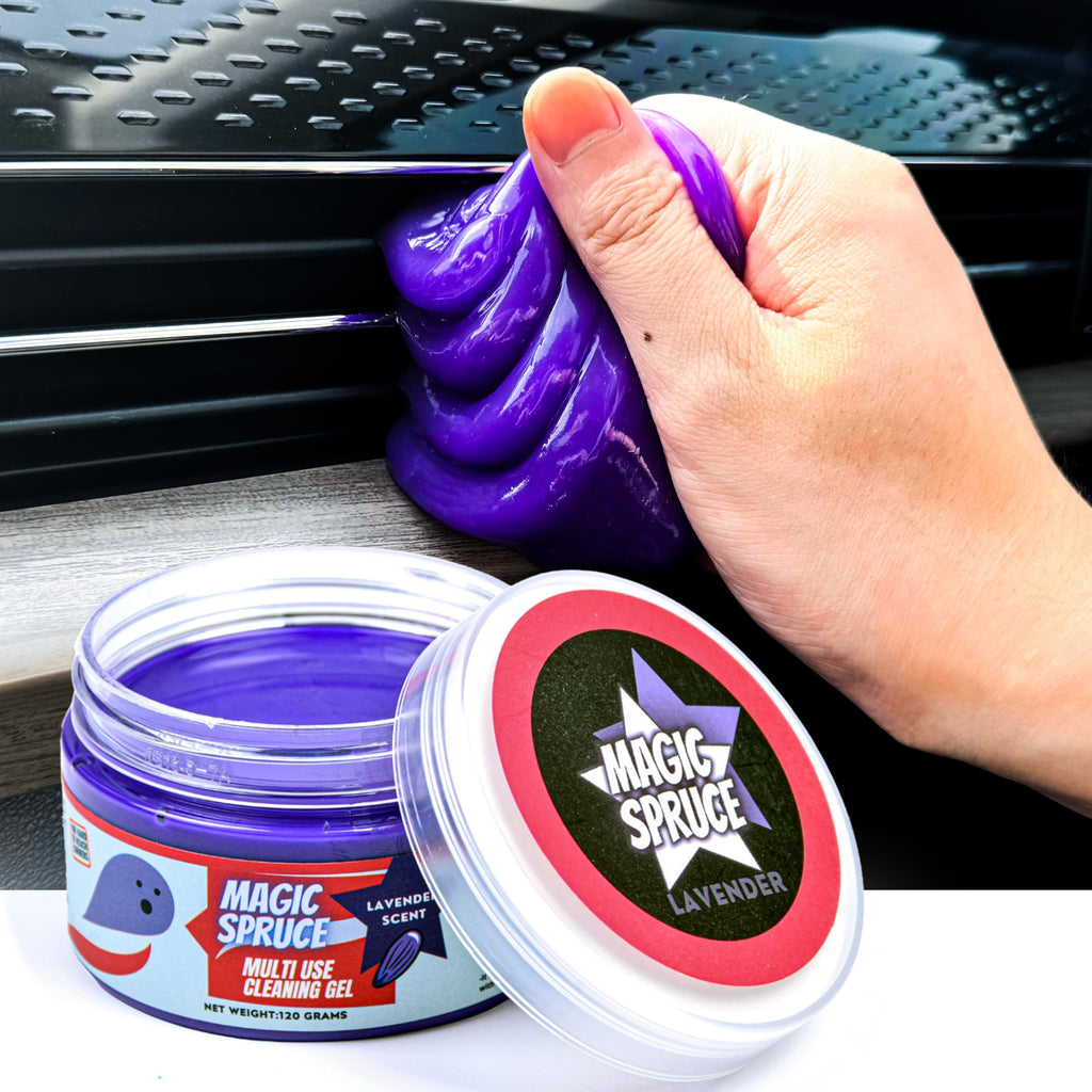 MAGIC SPRUCE Car Detailing Kit Gel for Car Interior Dashboard Cleaner Products, Non-Water Dust Remover Scented Freshner, Upholstery Cleaning Putty, Laptop Computer Cleaning Accessories Car Slime Purple