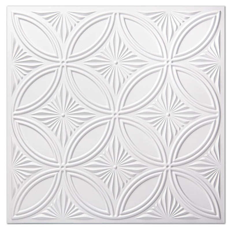 Art3d Decorative PVC Drop Ceiling Tile 2ft x 2ft in White,Glue up Ceiling Panel 24 x 24in.12pcs 24*24