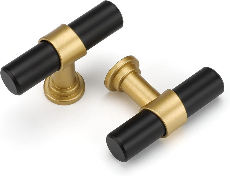 Goldenwarm 10 Pack Black and Gold Cabinet Knobs Kitchen Cabinet Knobs for Dresser Drawers Black and Gold Cabinet Pulls Modern Hardware for Cupboard Bathroom,Zinc Alloy Base Single Pull Black & Matte Gold