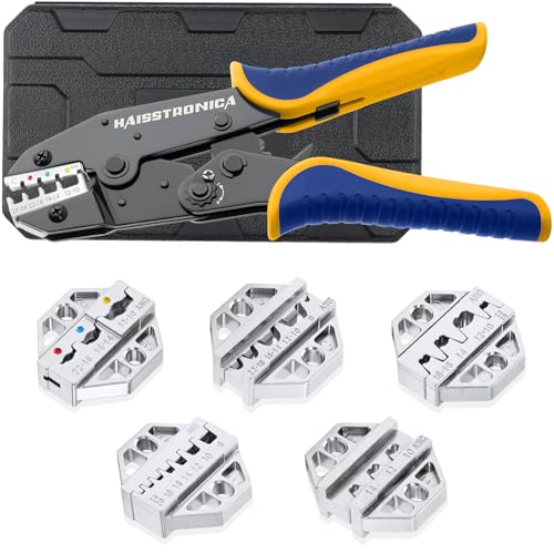 haisstronica 6PCS Crimping Tool Set, Interchangeable Terminal Dies Crimping Tool Set - 6PCS with Solar