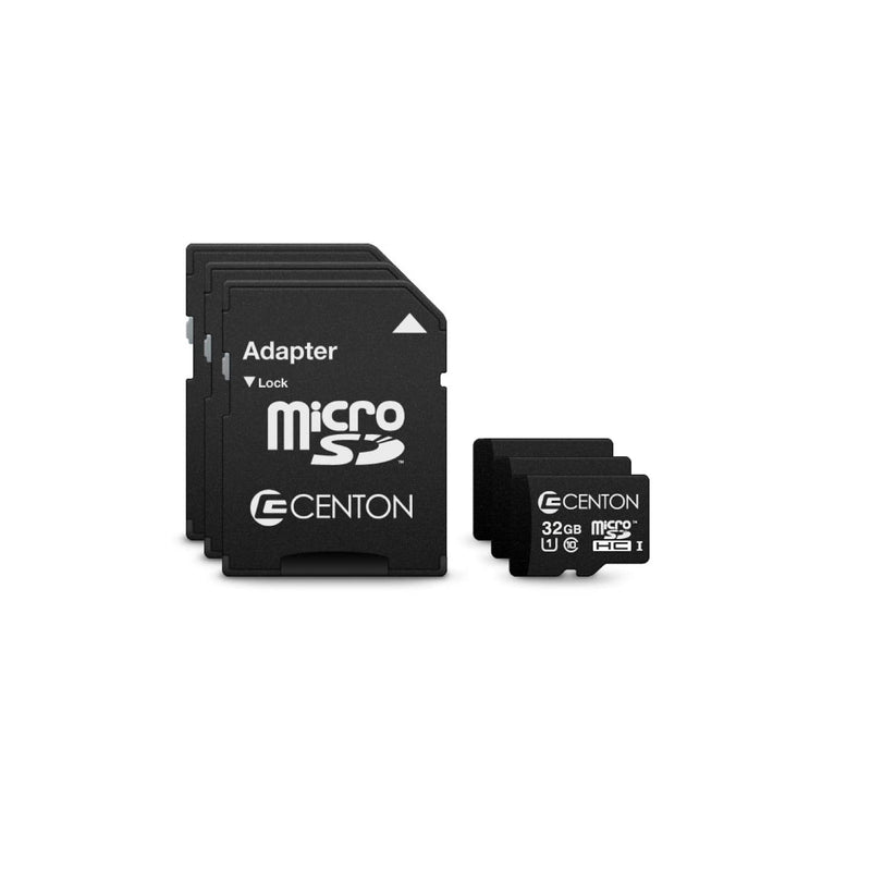 Centon Electronics Micro SD Card, UHS-I / A1 / V10 / U1 / Class 10 Flash Memory Card for Phones, Tablets, Cameras, and More, 32GB, 3 Pack Bulk
