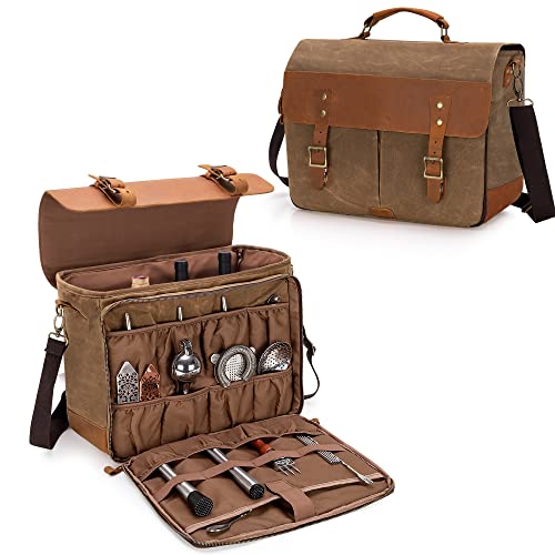 Lodrid Vintage Bartender Bag with Flexible Compartments for Wine, Bag Only