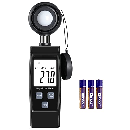 Light Meter, Handheld Lux Meter for Photography Grow Plants Led, Digital Photometer Illuminance Meter Range up to 200,000 Lux, Photo Illuminance Sensor with MAX/MIN Data Hold