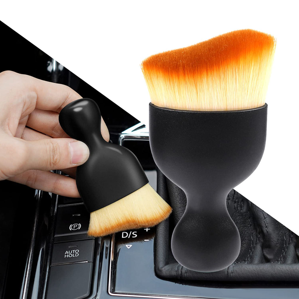 Ouzorp Car Interior Dust Brush, Car Detailing Brush, Soft Bristles Detailing Brush Dusting Tool for Automotive Dashboard, Air Conditioner Vents, Leather, Computer,Scratch Free yellow