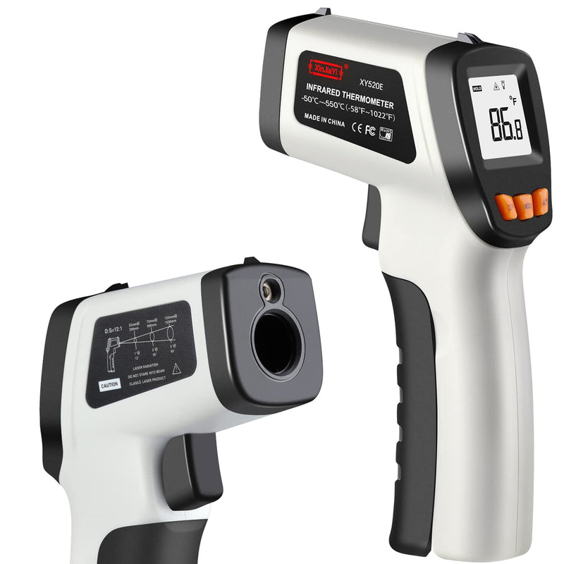 Infrared Thermometer (-50°C to 550°C), XinJiaYi Laser Temperature Gun for Pizza Oven, Non-Contact Laser Thermometer Gun for Cooking/BBQ/Grill/HVAC, Surface Thermometer, Grey