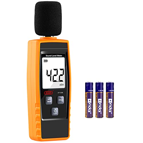 Decibel Meter, Portable dB Meter (Sound Level Meter), Digital Noise Meter, Range 30-130 dB(A) dB Meter, Noise Level Sound Monitor Tester, Yellow