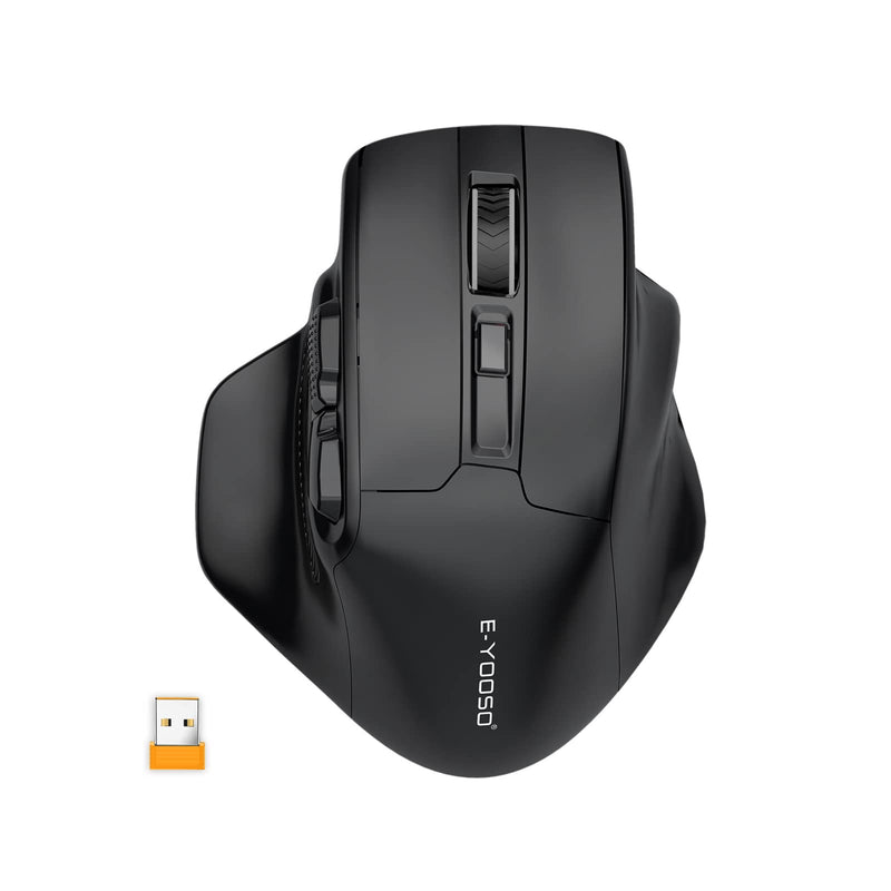 E-YOOSO Large Wireless Mouse, X-31 Large Mouse for Big Hands, 5-Level 4800 DPI, 6 Button Big Ergo Computer Mouse, 18 Months Battery Life Cordless Mouse for Laptop, Mac, Chromebook, PC, Windows(Black) Black