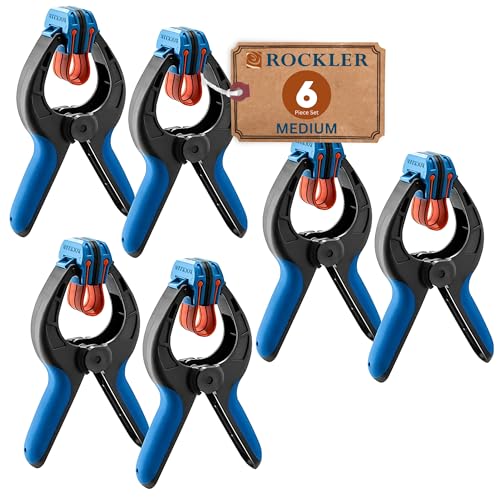Rockler Bandy Spring Clamps (3-Pair) One-Handed Nylon Clamp Set 3PACK-Medium