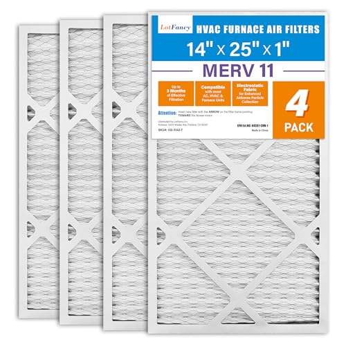 LotFancy 14x25x1 Air Filter MERV 11 4-Pack Pleated for Home Furnace HVAC AC MERV 11 4pcs