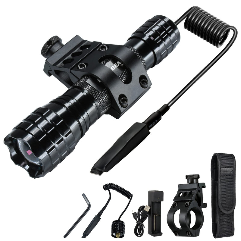 DARKBEAM ir Flashlight Infrared 940nm Lights LED Mini for Night Vision, Rechargeable Portable Tactical ir Illuminator Torch, Focus Adjustable for Hunting, Observation, Search, with Clip 501F IR-940nm Light with Clip
