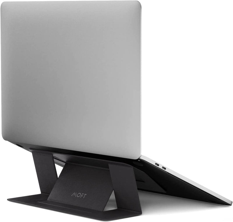 MOFT Laptop Stand for Desk, Stick-On Computer Stand with Dual-Angle, Ergonomic Laptop Riser Holder for Travel, Foldable & Portable MacBook Stand Fits 11.6"-16" Laptops, Black Adhesive Version-Standard