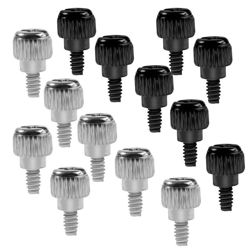 40Pcs Computer Case Thumbscrews 6#-32x6 M3.5 Phillips Head Hard Drive Thumb Screws PC Case Full Thread Fasteners Black+Silver Screws for Cover Power Supply Hard Drives