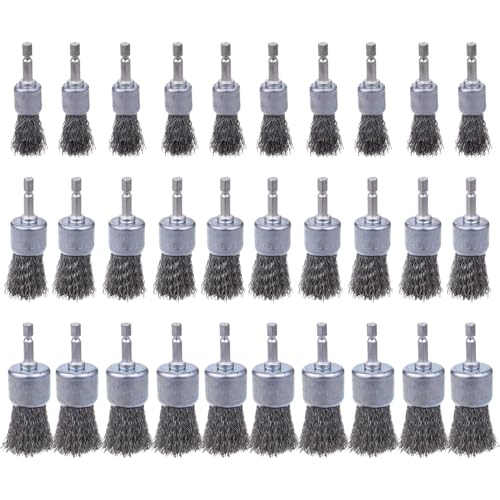 Rocaris 30 Pack Carbon Steel Wire Wheel Brush with 1/4-Inch Hex Shank