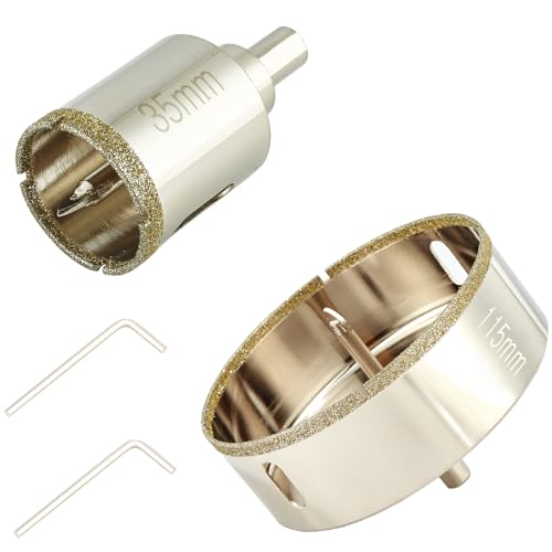 4 1/2 Inch + 1 3/8 Inch Diamond Hole Saw with Pilot Bit, Tile Hole Saw with Guiding Drill Bit in The Center for Glass, Porcelain Tile,Ceramics, Marble and Granite