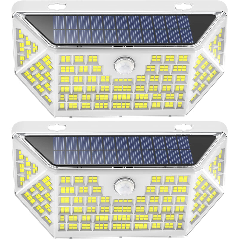 314 LEDs Motion Sensor Outdoor Lights 800LM 6000 K Solar Powered Flood Lights Outdoor IP67 Waterproof with 3 Modes 270° Wide Angle Lighting Security Wall Lights for Outside Yard Garden- 2 Pack