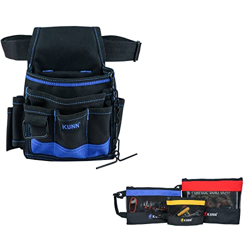 KUNN Electrician Tool Pouch with Waist Belt & Small Tool Bags Canvas Zipper Pouch