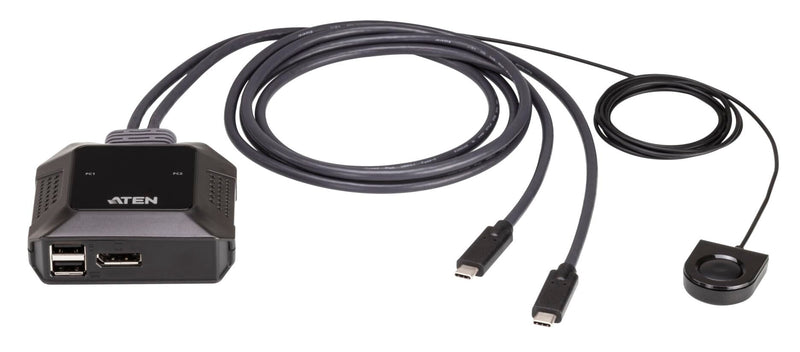 ATEN US3312 2-Port 4K DisplayPort USB-C Cable KVM Switch with Remote Port Selector