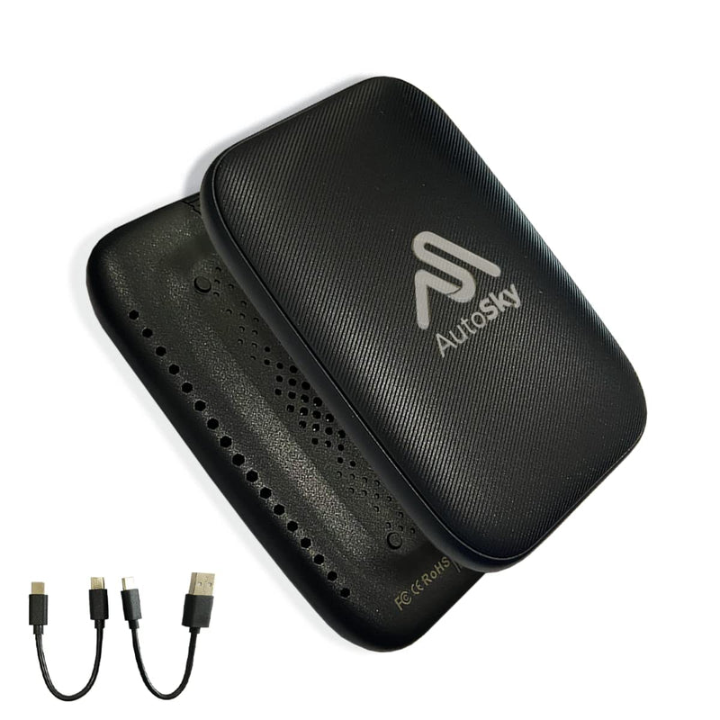 AutoSky Wireless CarPlay and Android Auto AI Box Lite for Factory Wired CarPlay Cars - Supports Netflix and YouTube - Go Wireless CarPlay and Android Auto. Wired CarPlay Required