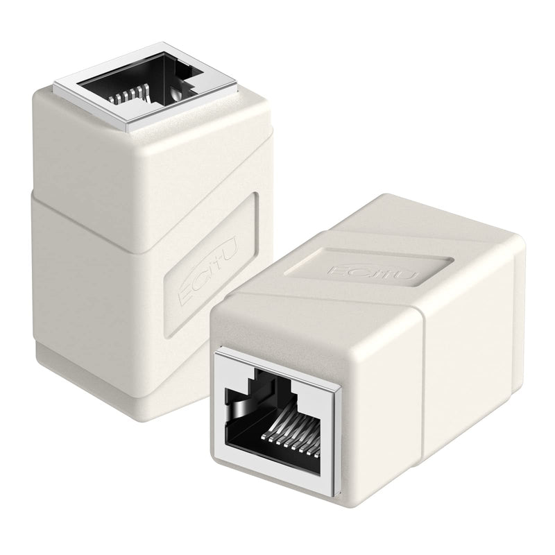 RJ45 Coupler, 2 Pack Ethernet Adapters Female to Female, 8-Pin Modular Straight Through, Network Connectors for Cat8/Cat7/Cat6/Cat6a/Cat5e/Cat5 Ethernet Cable (White) White