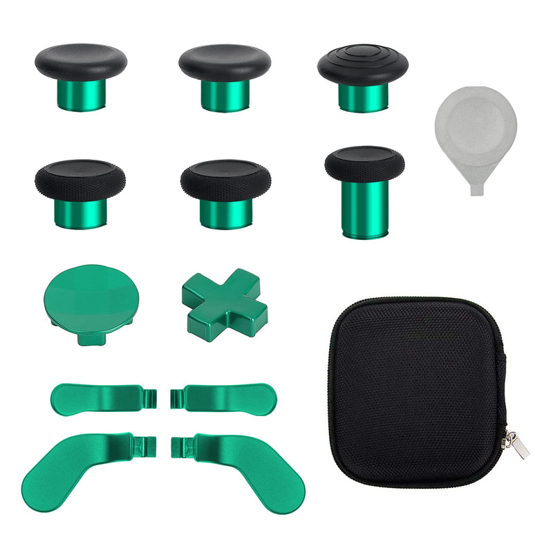 13 in 1 Metal Thumbsticks for Xbox One Elite Series 2 Controller, Elite Series 2 Core Controller Accessories Replacement Parts, Metal Mod 6 Swap Joysticks, 4 Paddles, 2 D-Pads, 1 Tool(Green) Green