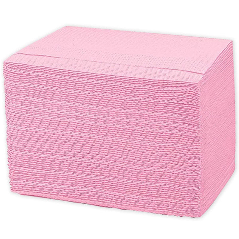 Pack of 60 Disposable Dental Boxes for Patients, 13 x 18, 3-Layer Waterproof Piercing Tattoo Paper Napkin Cloth for Dental Clinic, Tattoo Station and Salon (Pink) pink