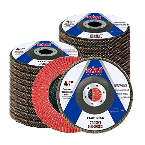 Sali 20 Pack Ceramic Flap Disc 60 Grit 4.5" x 7/8 Inch Sanding Disc Bevel Type #29 Premium and Industrial Grade Angle Grinder Grinding Wheel High Performance Edge Grinding 20.0