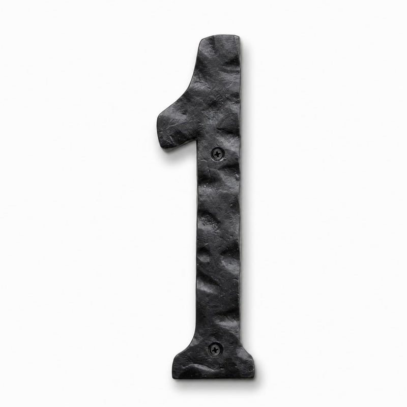 NACH House Numbers for Outside, 8 inch Black Address Numbers for House - Number 1 - Rustic Numbers for Outside with Mounting Hardware