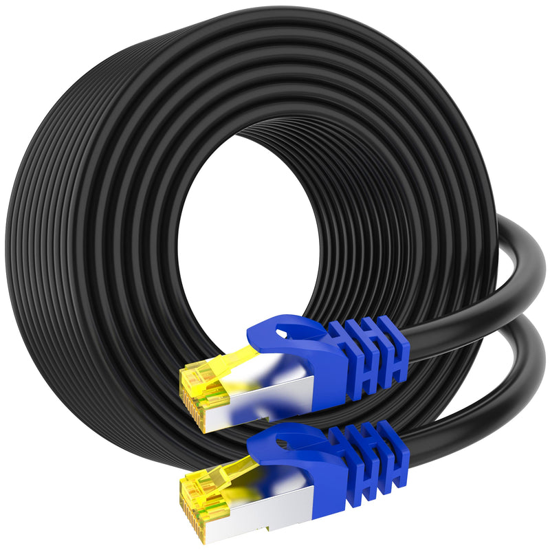 Cat 8 Ethernet Cable 40 ft,Heavy Duty High Speed Network Internet Cable, RJ45 Connector,26AWG 40Gbps 2000Mhz Patch Cord,S/FTP Indoor & Outdoor LAN Cable-Waterproof(Black) CAT8-40FT Black
