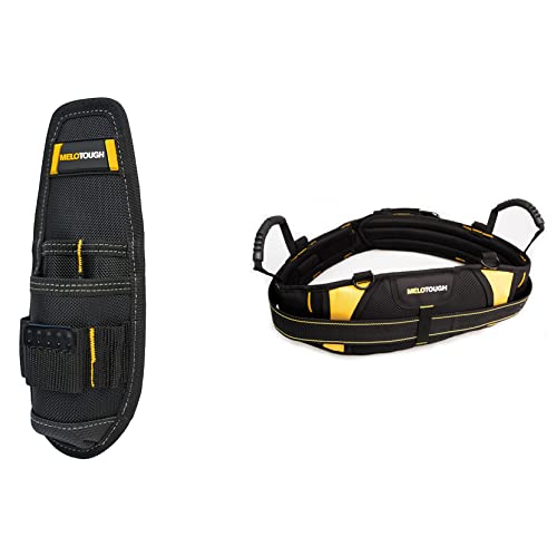 MELOTOUGH Small Tool Holder Pouch, Min Work Organizer Tool Pouch and Knife Holder with Snap Clip + Padded Electrician Tool Belt Tradesman Pro Padded Tool Belt